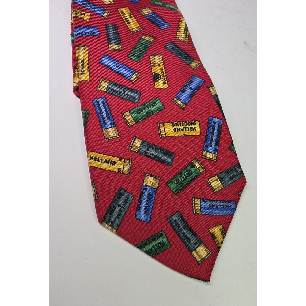 Drake's London Holland & Holland Multi Colour Shotgun Shell Red English Silk Tie